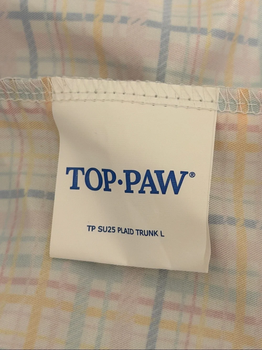 Top Paw Dog Plaid Swim Trunks Size L